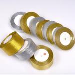 Wholesale High Quality 3/4" Gold And Silver Ribbon Glitter Grosgrain Ribbon Hair