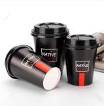 12 Oz Black Single Wall Paper Cups For Milk / Tea Food Grade
