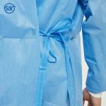 Latex Free Disposable Surgical Gowns Breathable SMS Fabric Blue Isolation Gown