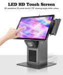 Commercial Standing Android Fast Food Restaurant Touch Screen Kiosk With Pos
