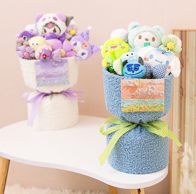 Ready-Made Plush Doll Snack Lollipop Bouquet Multiple Color Option