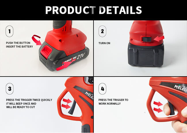 Rechargeable Battery Electric Pruner Shears 21V Cordless Electric Pruning Scissors