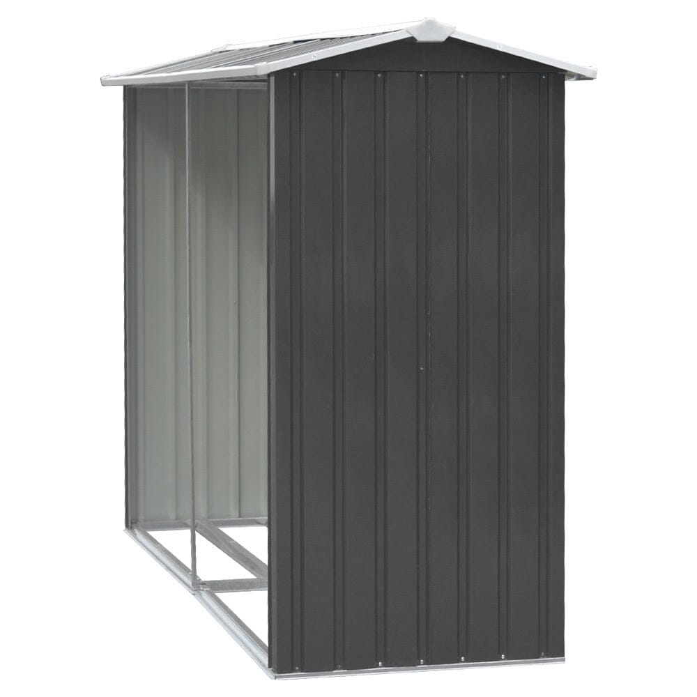AJUNION Metal Outdoor Firewood Log Rack Shed for Easy Assembly and Garden Storage
