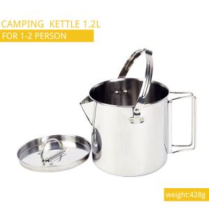 China 1.2L Camping Cooking Set Folding Handles Stainless Steel Camping Tea Kettle wholesale