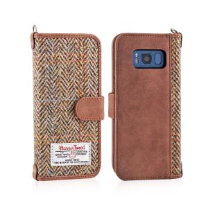 China Brown Harris Tweed Phone Case 5.8 Inch Leather Wallet Case For Samsung S8 wholesale
