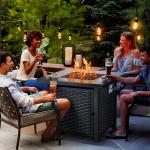 28"D x 28"W x 25"H Square Outdoor Propane Fire Pit Table 50000 BTU Steel