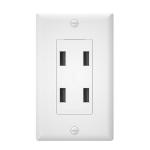 Wall Mounted USB Wall Outlet 4 Charging Ports 125V AC 60Hz