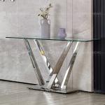 160cm Glass Top Metal Console Table
