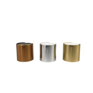 China Aluminum Disc Top Flip Cap Top Dispensing Gold 24/410 Metallized Surface wholesale
