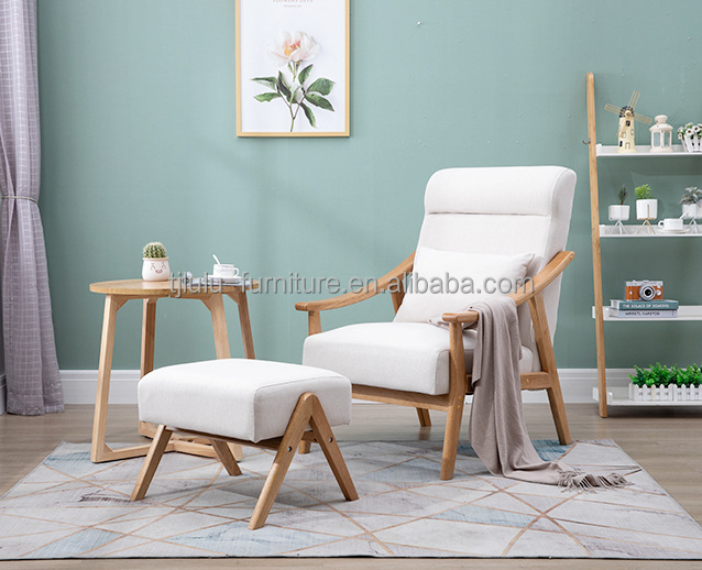 Solid Wood Lounge Arm Chair For Living Room Classical Nordic Leisure Chair NO Folded Mail packing