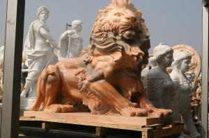 China Pink marble lions sculpture on sale