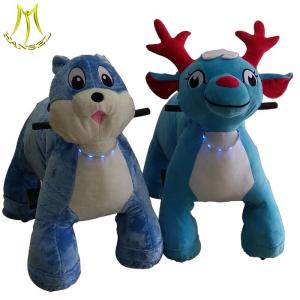 China Hansel arcade games machines kids ride on moving plush motorized animals wholesale