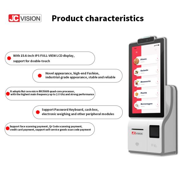 JCVISION 15.6 Inch Desktop POS Machine Terminal Self Service Checkout Kiosk