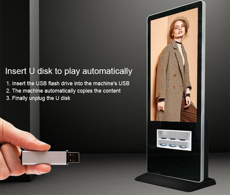 55 Inch Floor Standing Android Digital Signage Kiosk With Smart Wireless Charging Station