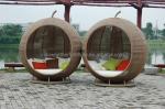 Powder Coated Outdoor Furniture Apple Style Rattan Weaving Sofa for Backyard