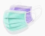 White Blue Green Pink Black Colorful Earloop Non-woven 3 Ply Disposable Face