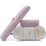 Tasteful Purple Velvet Jewelry Box Clamshell Shaped Case With Button Closure