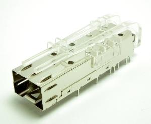 China Single Port SFP Cage Connector Soldering Type Rohs Compliant With Light Pipe wholesale