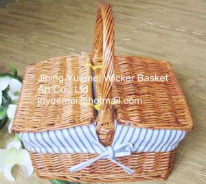 China 2016 wicker picnic basket wicker food basket  with handle liner wholesale