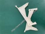 A pair of white plastic GE Mac1200ST electrocardiograph display poles