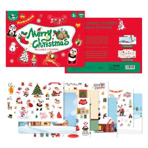 China Merry Christmas 100PCS Repositionable Enlarge Stickers with 4 Color Backgrounds wholesale