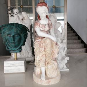 China Sitting Woman Marble Statues Stone Greek Lady Sculpture Life Size Garden Decoration wholesale