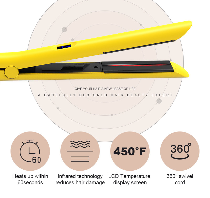 35W Adjustable Temperature Infrared Flat Iron Titanium Plate Suitable For All Hair