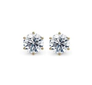 China Six Claw White CZ Stud Earrings 925 Sterling Silver 18K Cubic Zirconia Stud Earrings wholesale