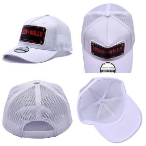 China Yellow Brim Mesh 5 Panel Metal Plate Hat Sport Trucker Hat 6 Eyelets Embroidered wholesale