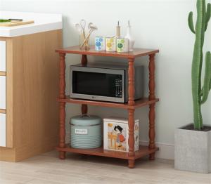 China Oem 3 Tier Solid Wood Kitchen Microwave Rack Furniture For Plates wholesale