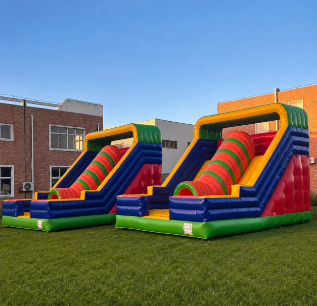 Commercial Inflatable Slide Obstacle Course with Climbing Lane Crawl Tunnel and Bright Colors for Children Event Rentals