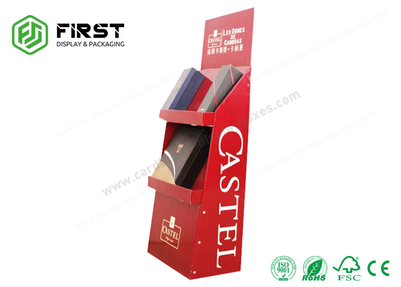 Waterproof Corrugated Display Rack Retail Foldable Cardboard Floor Displays