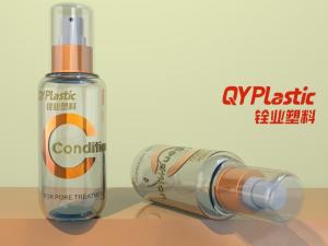 China 150ml Transparent Luxury Toner Water Plastic Bottle With Gold Sprayer AS Cap on sale