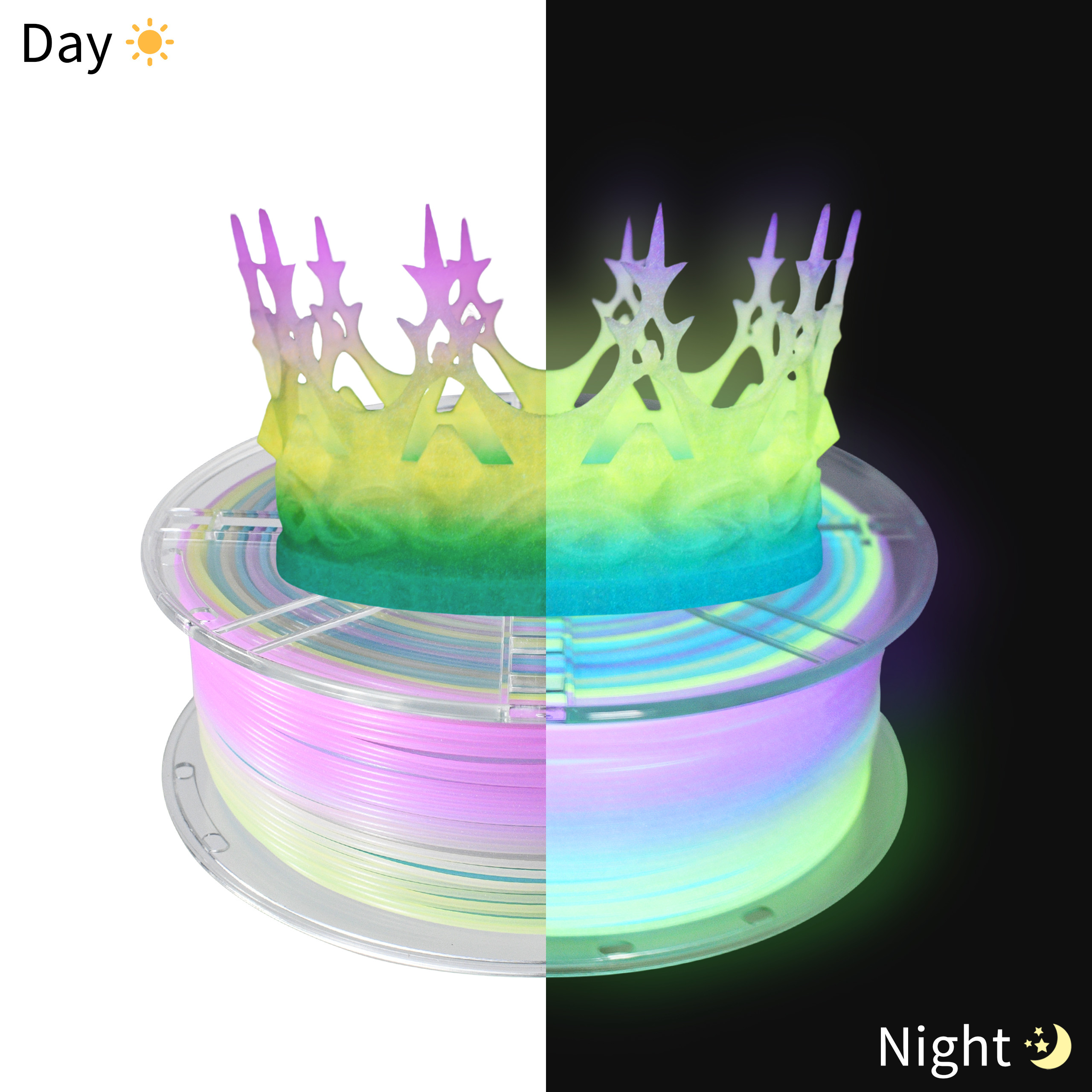 1KG Glow Rainbow PLA+3D printer consumables, Rainbow multi-color durable PLA Plus consumables