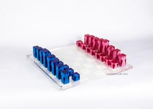China Custom Luxury Neon Blue Pink Elegant Acrylic Chess Game Board Set wholesale