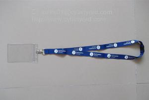 China Navy blue polyester sports neck ribbon with plastic name badge, on sale