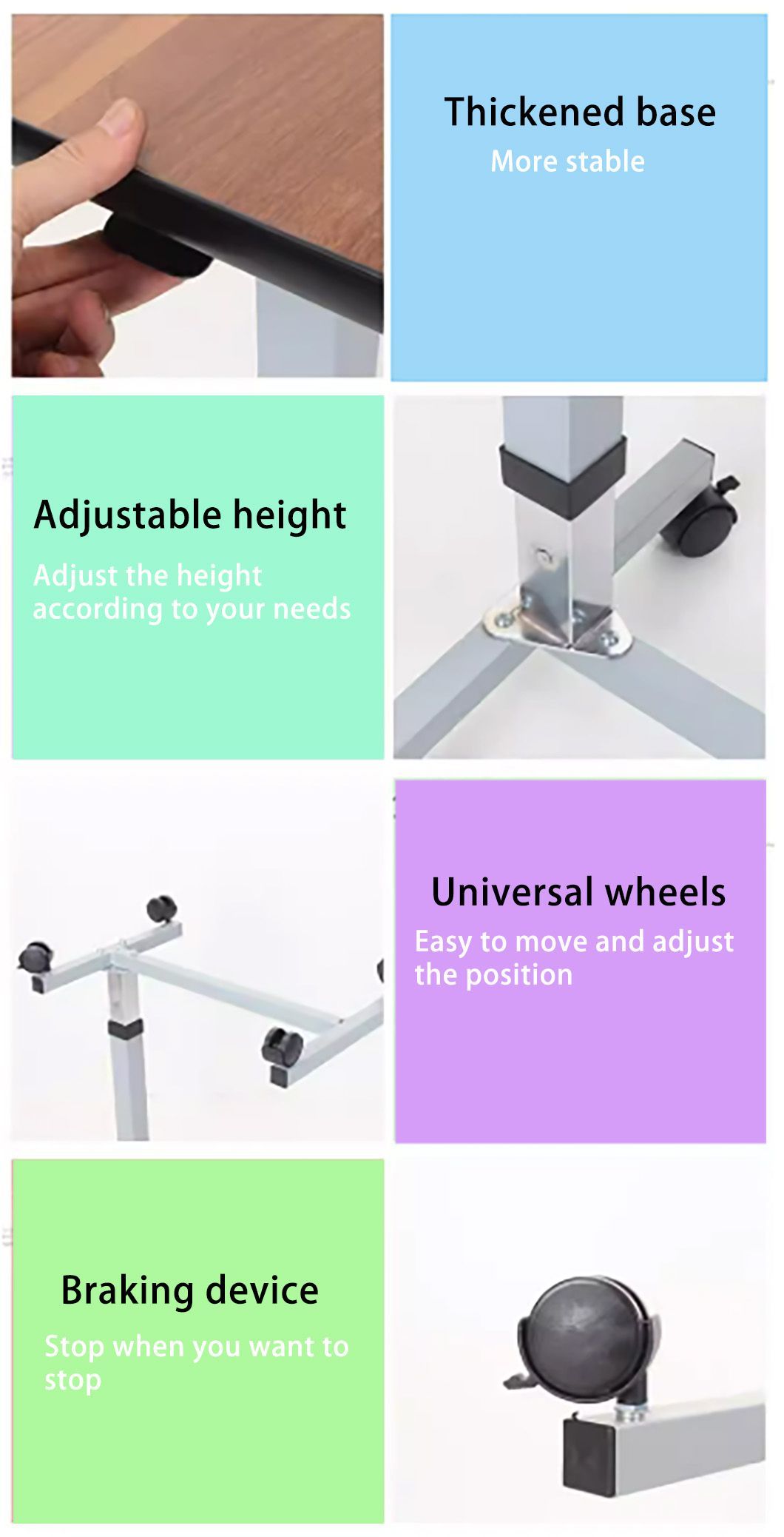 Height Adjustable Bedside Dining Table for Hospital and Home Use