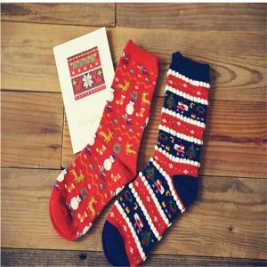China Colorful customized cute cartoon christmas style cozy cotton OEM hosiery for women wholesale