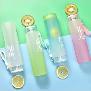 China Personalised Designer Colorful Glass Water Bottles Portable Gradient BPA Free Frosted Borosilicate Glass Water Bottle wholesale