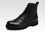 Black / Brown Men'S Leather Brogue Ankle Boots Pointed Toe Fashion Style