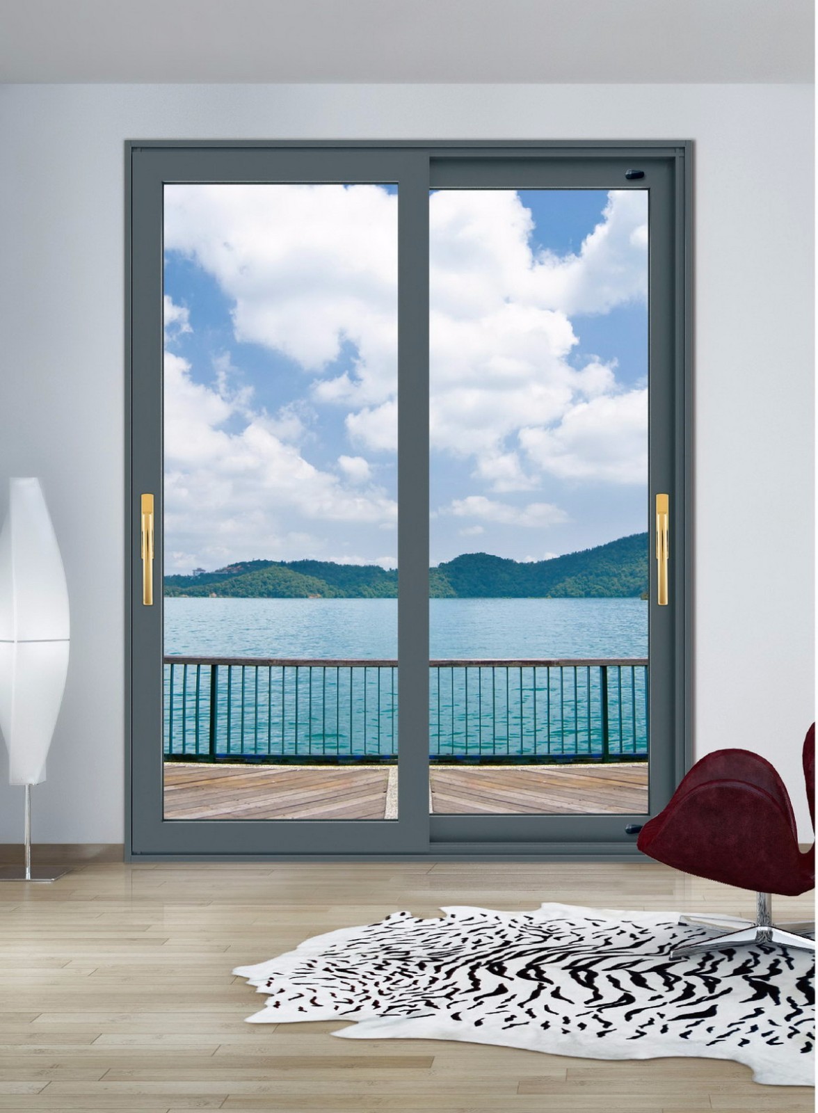 Sound Proof Grill Aluminum Alloy Door Sliding Glass Folding Door System