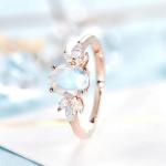 Rose gold Women 925 Sterling Silver Bridal Marquise Jewelry Faceted Oval cut