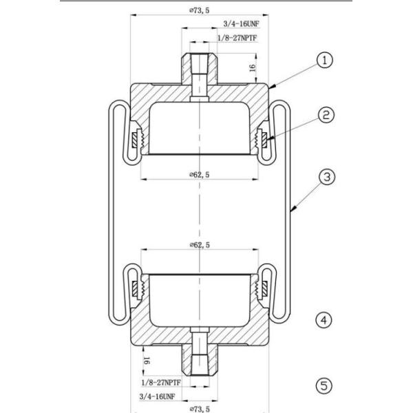 W02-358-3002 Firestone Sleeve Type Air Spring Plastic Studs Pneumatic Actuator