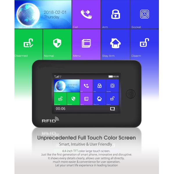Full Touch Screen Wireless Security Alarm System WIFI GSM 8 Languages Supported