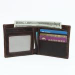 Oil Wax Dragon Front Pocket Bifold Handcrafted Genuine Leather Wallet