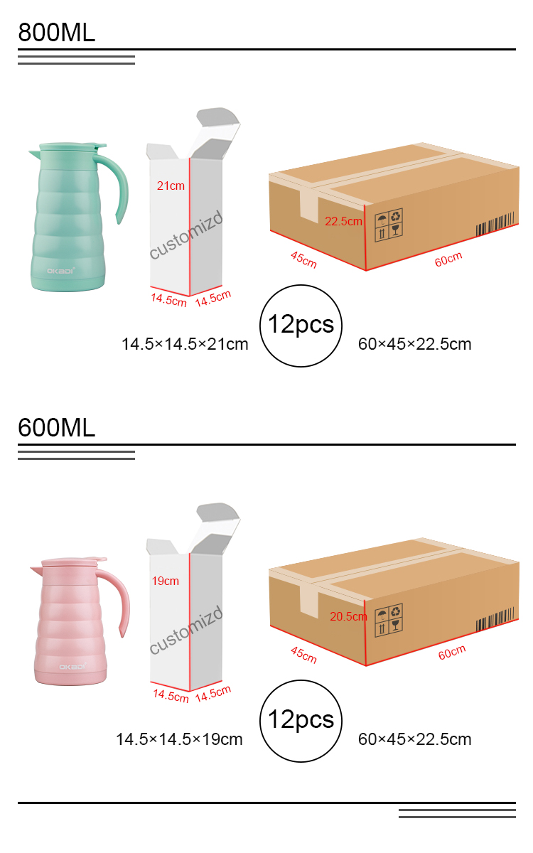27OZ 800ml Vacuum Coffee Pot Metal Double Wall Stainless Steel Thermo Jug Termos Coffee Jug