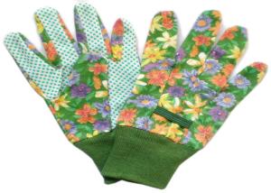 China Cotton Canvas Good Gardening Gloves , Protective Work Gloves With Green Knit Wrist wholesale