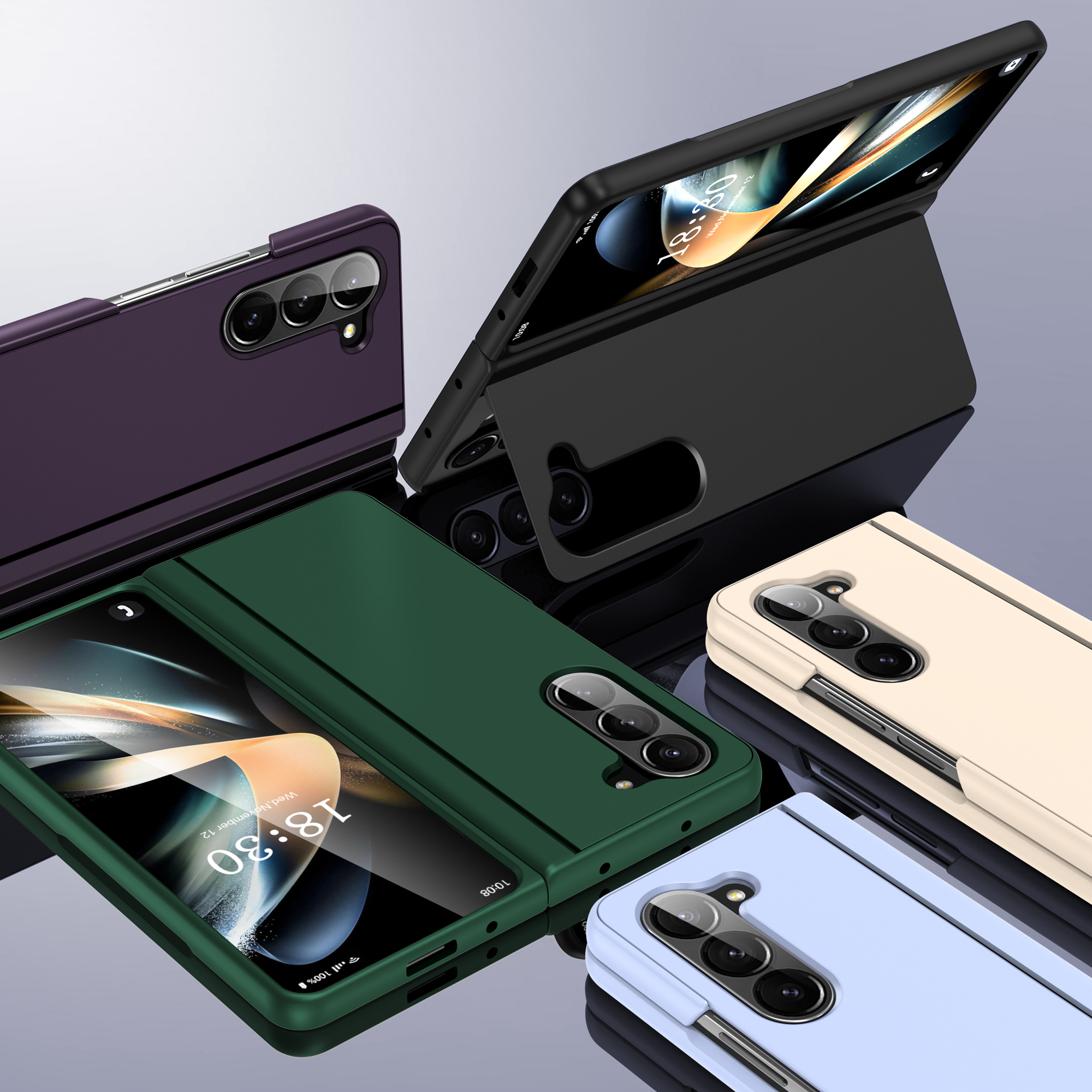 5G Fashion PC Protective Phone Case Samsung Zfold 5 With Flip Stand And Black Color
