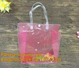 China Factory Custom made Environmental PVC clear packaging toy storage handle bag,plastic tote packaging bag with handles fro wholesale
