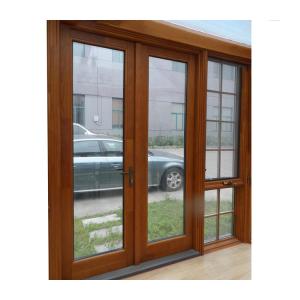 China Tempered Glass Solid Wood Entrance Door Interior Single Teak Casement Door wholesale